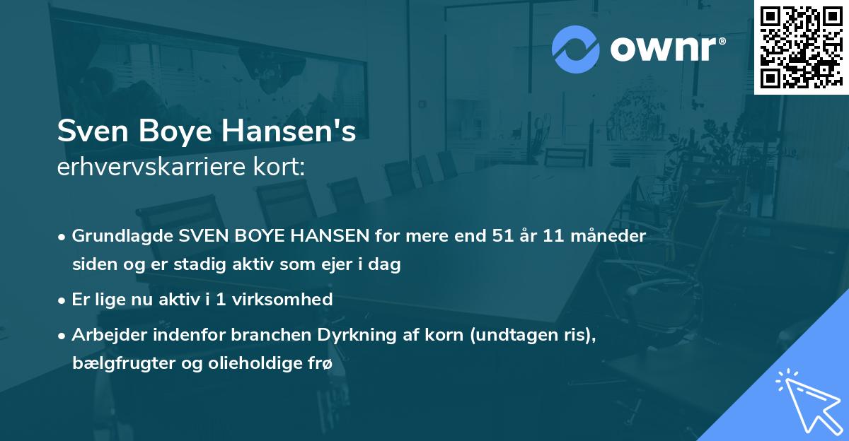 Sven Boye Hansen's erhvervskarriere kort
