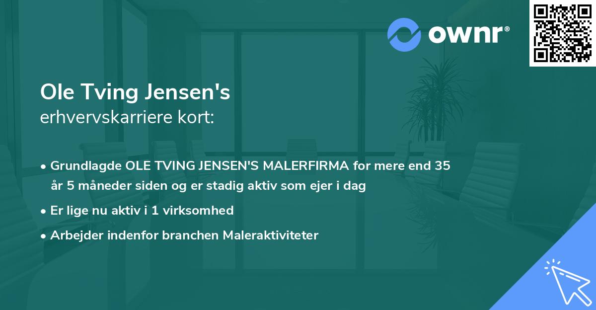 Ole Tving Jensen's erhvervskarriere kort