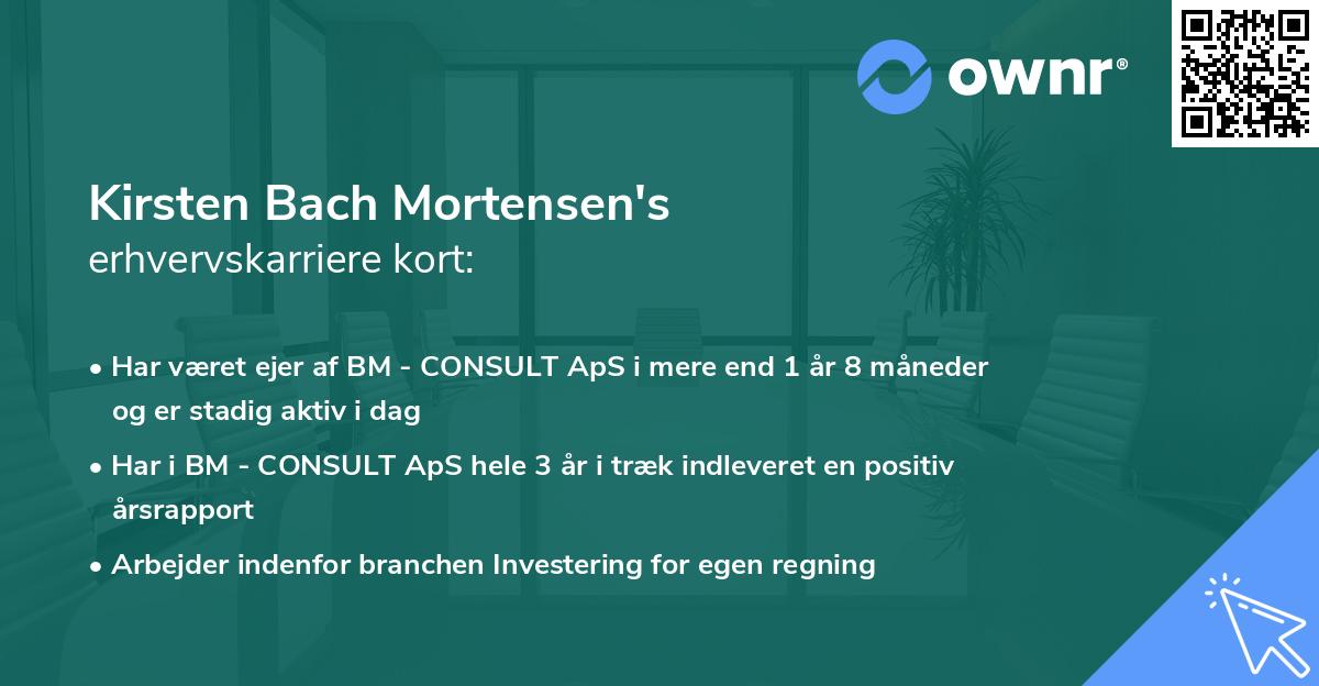 Kirsten Bach Mortensen's erhvervskarriere kort