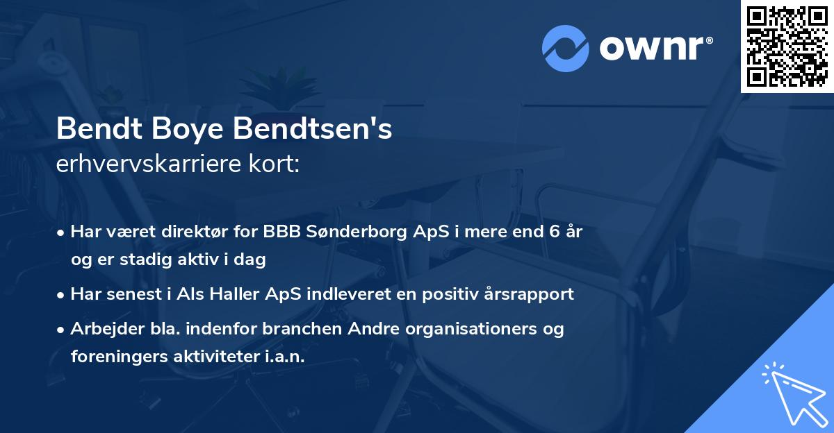 Bendt Boye Bendtsen's erhvervskarriere kort