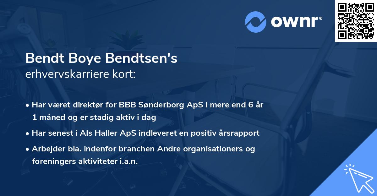 Bendt Boye Bendtsen's erhvervskarriere kort