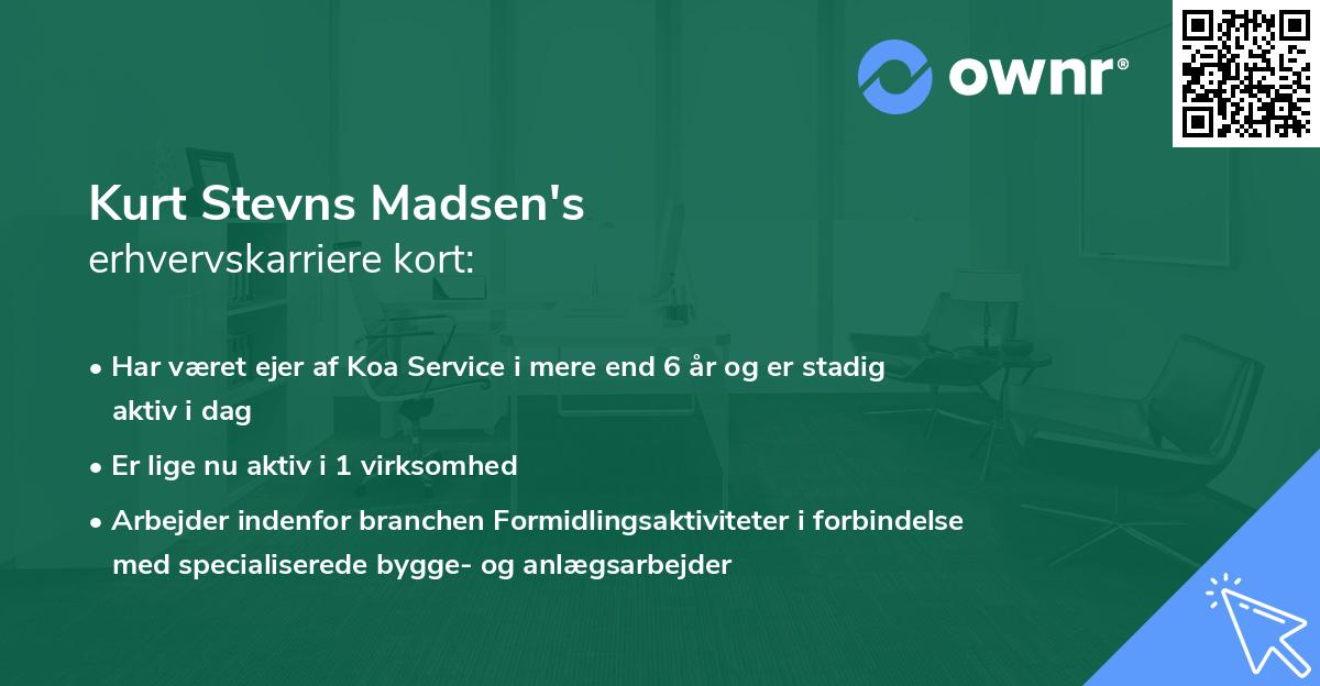 Kurt Stevns Madsen's erhvervskarriere kort