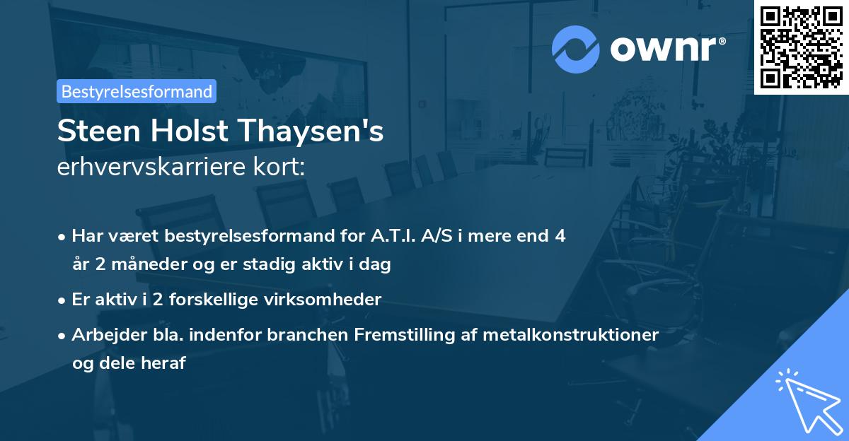 Steen Holst Thaysen's erhvervskarriere kort