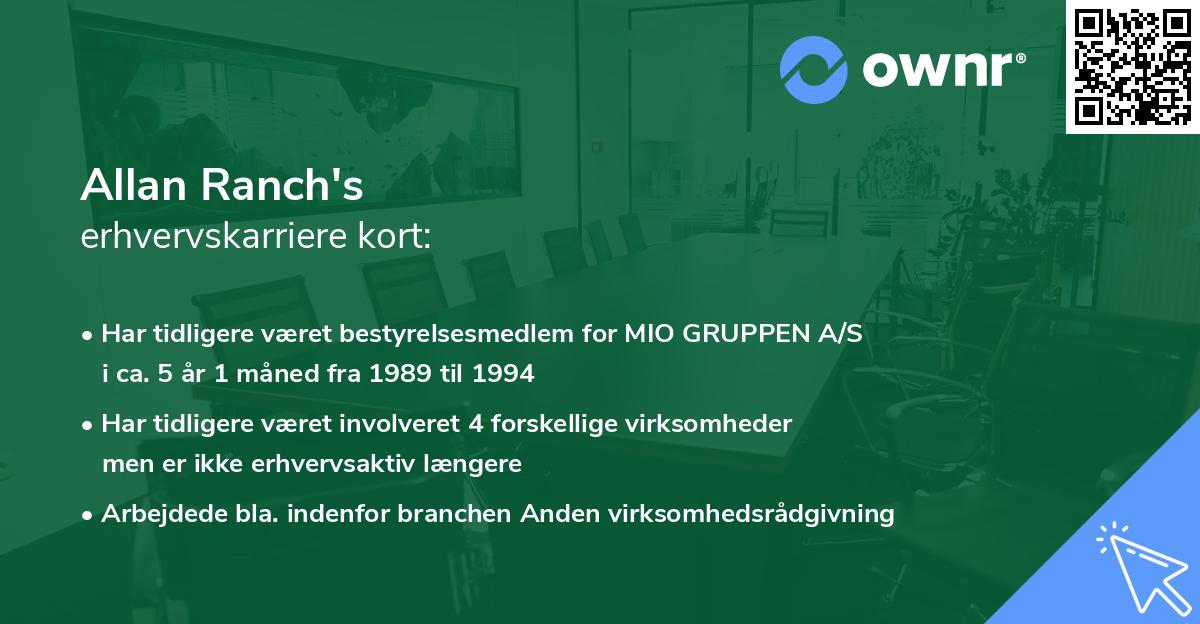 Allan Ranch's erhvervskarriere kort