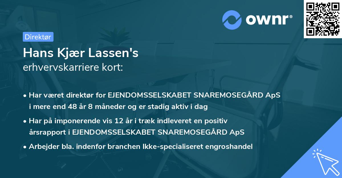Hans Kjær Lassen's erhvervskarriere kort