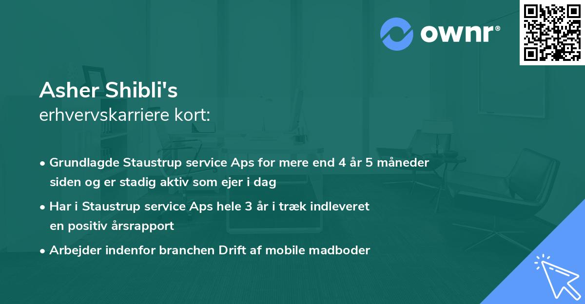 Asher Shibli's erhvervskarriere kort