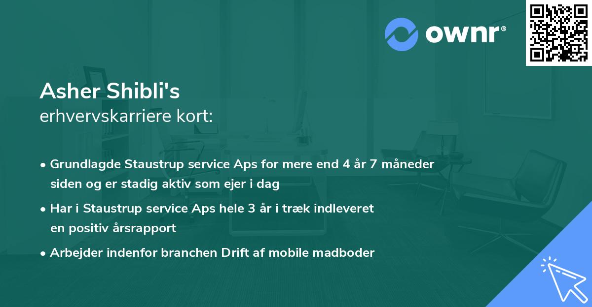Asher Shibli's erhvervskarriere kort
