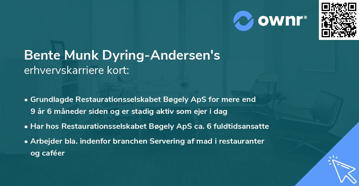 Bente Munk Dyring-Andersen's erhvervskarriere kort