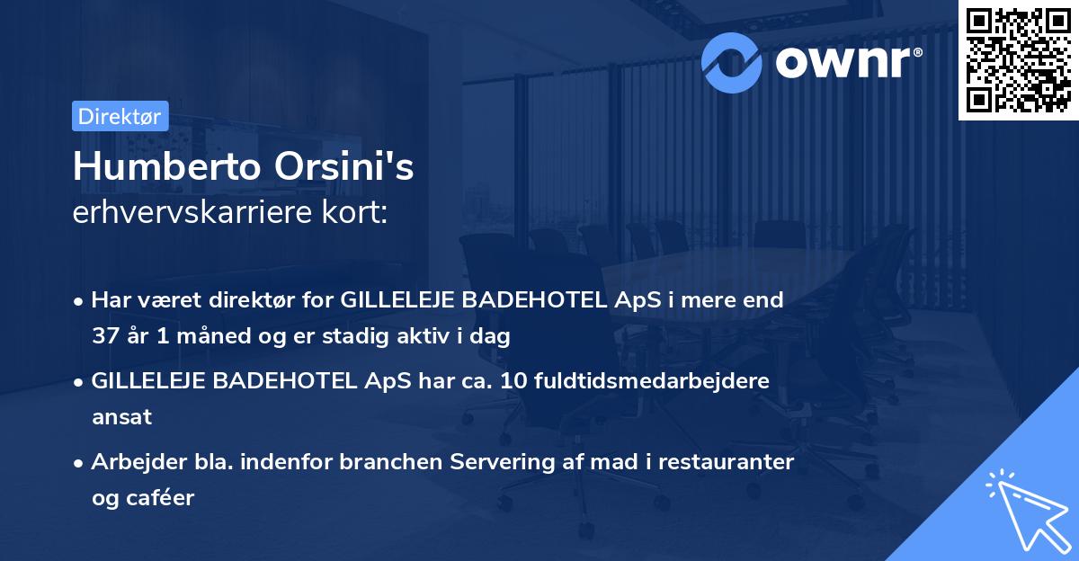 Humberto Orsini's erhvervskarriere kort