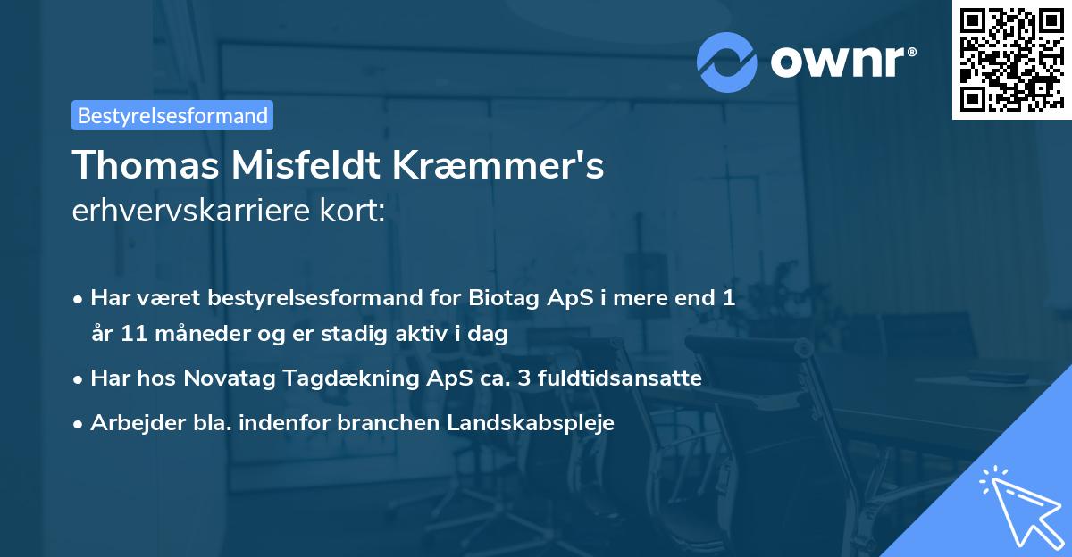 Thomas Misfeldt Kræmmer's erhvervskarriere kort