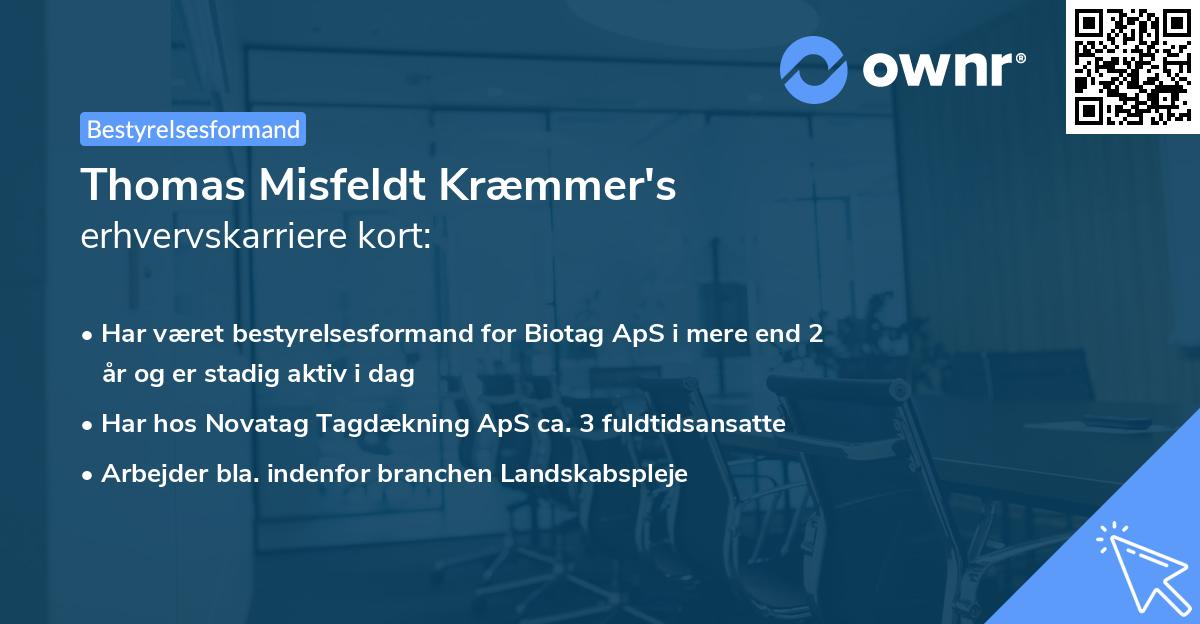 Thomas Misfeldt Kræmmer's erhvervskarriere kort
