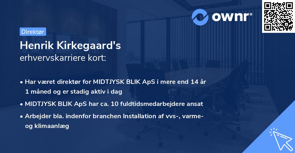 Henrik Kirkegaard's erhvervskarriere kort