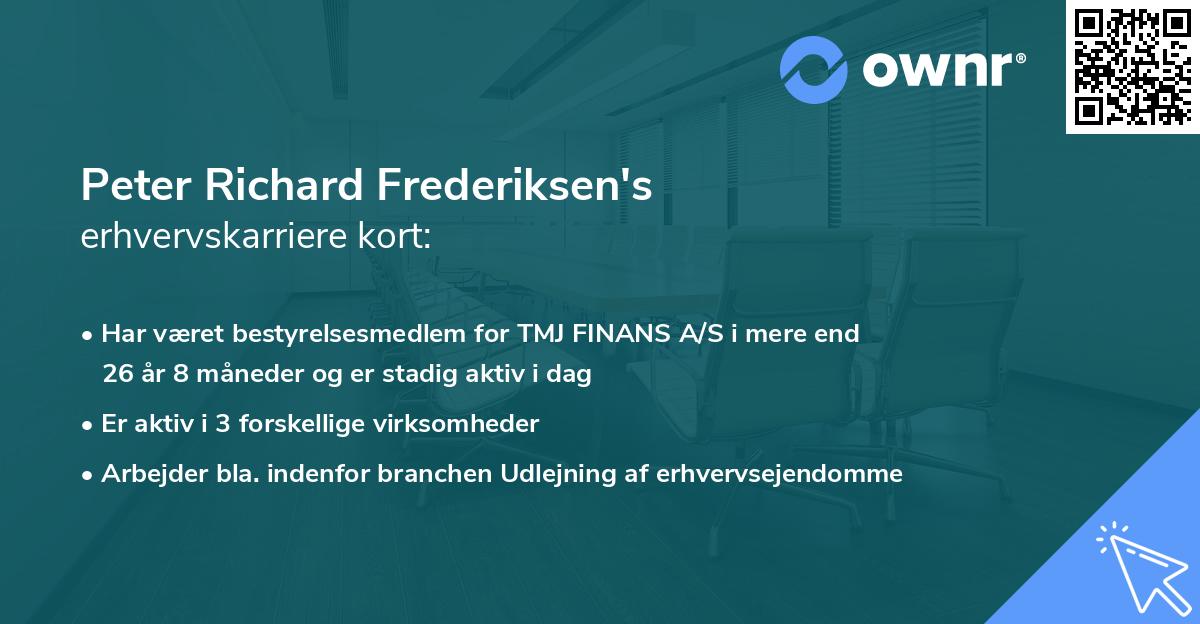 Peter Richard Frederiksen's erhvervskarriere kort