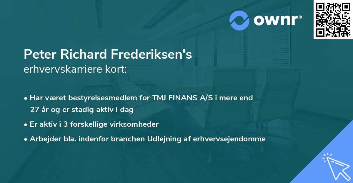 Peter Richard Frederiksen's erhvervskarriere kort