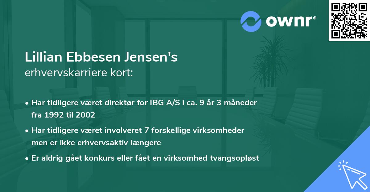 Lillian Ebbesen Jensen's erhvervskarriere kort