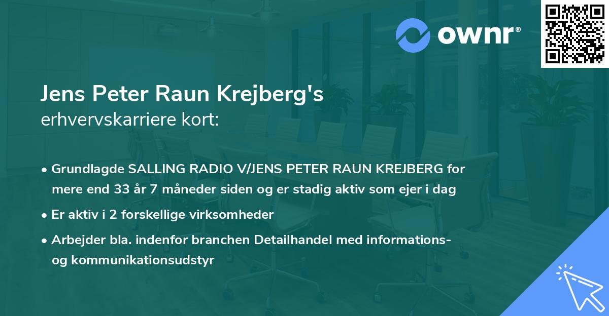 Jens Peter Raun Krejberg's erhvervskarriere kort