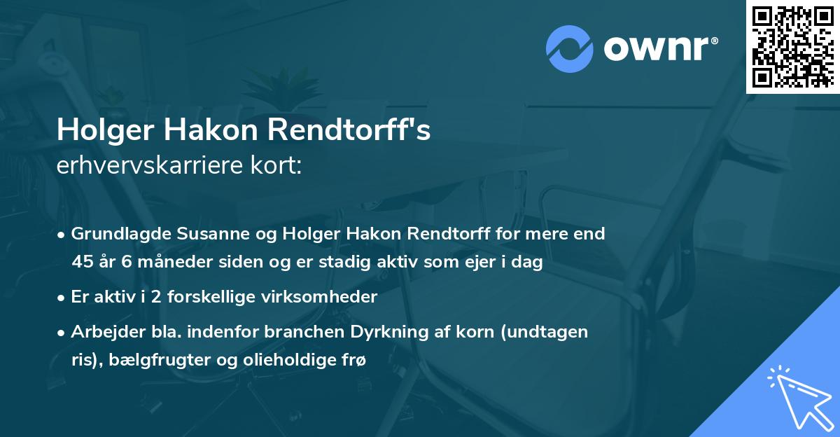 Holger Hakon Rendtorff's erhvervskarriere kort
