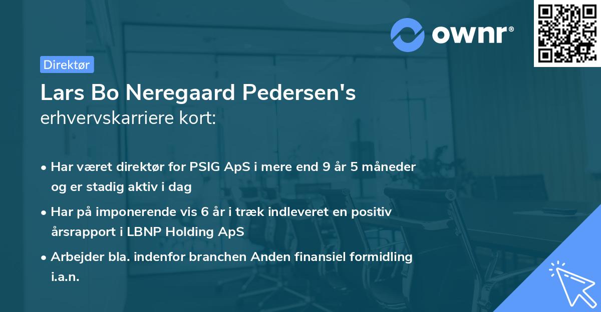 Lars Bo Neregaard Pedersen's erhvervskarriere kort