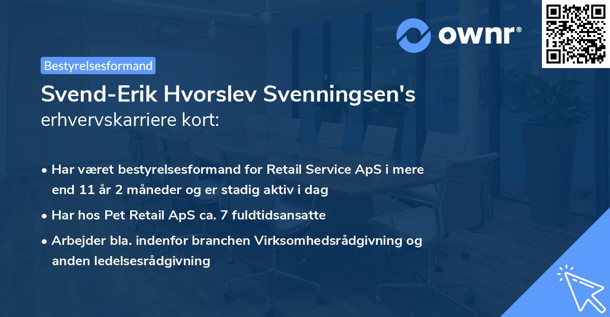 Svend-Erik Hvorslev Svenningsen's erhvervskarriere kort