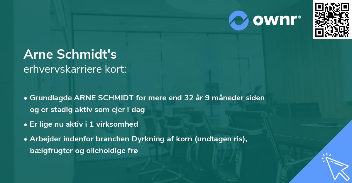 Arne Schmidt's erhvervskarriere kort