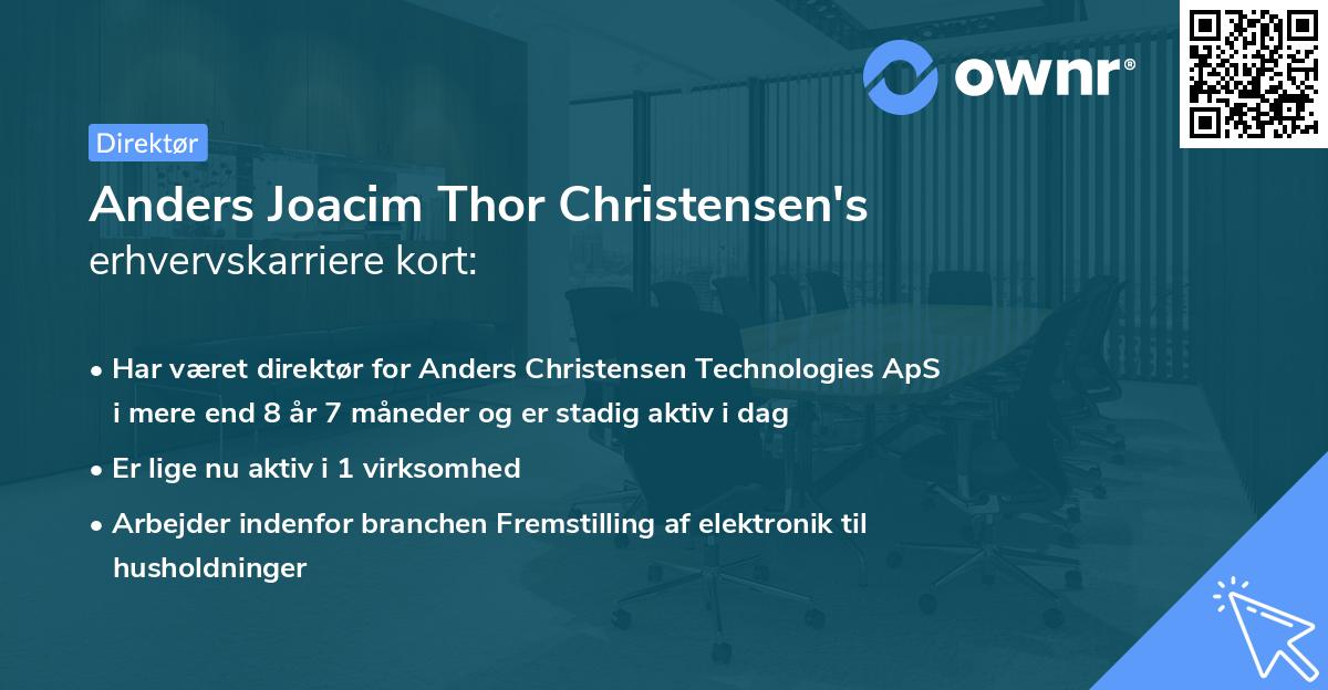 Anders Joacim Thor Christensen's erhvervskarriere kort