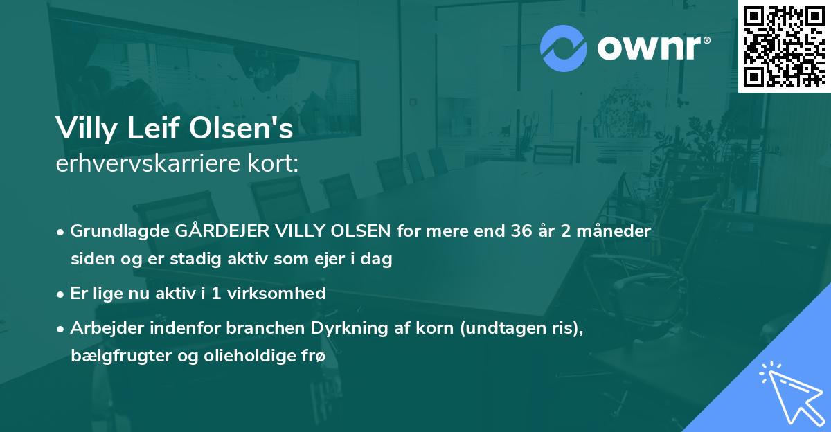 Villy Leif Olsen's erhvervskarriere kort