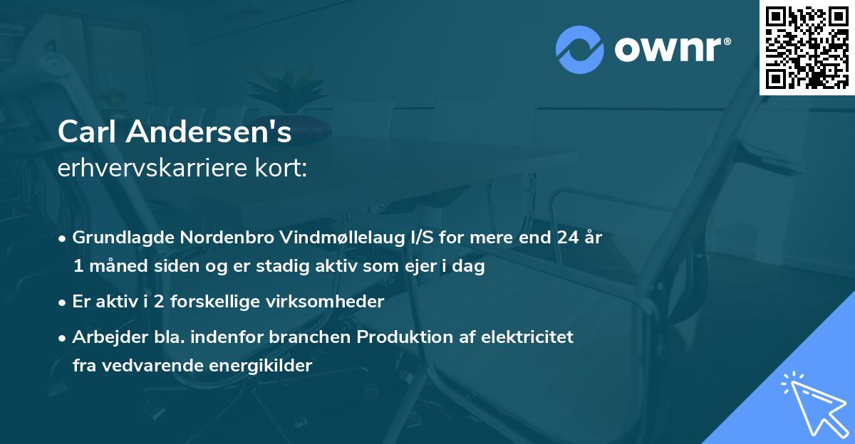 Carl Andersen's erhvervskarriere kort