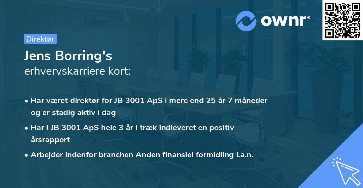 Jens Borring's erhvervskarriere kort