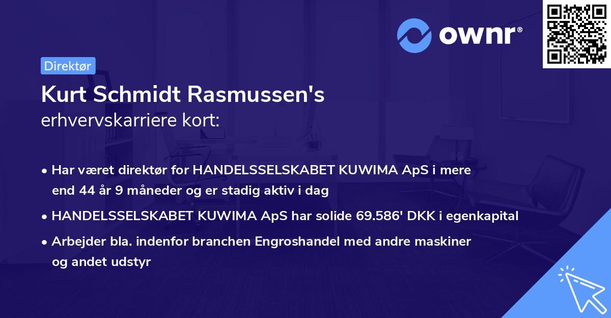 Kurt Schmidt Rasmussen's erhvervskarriere kort