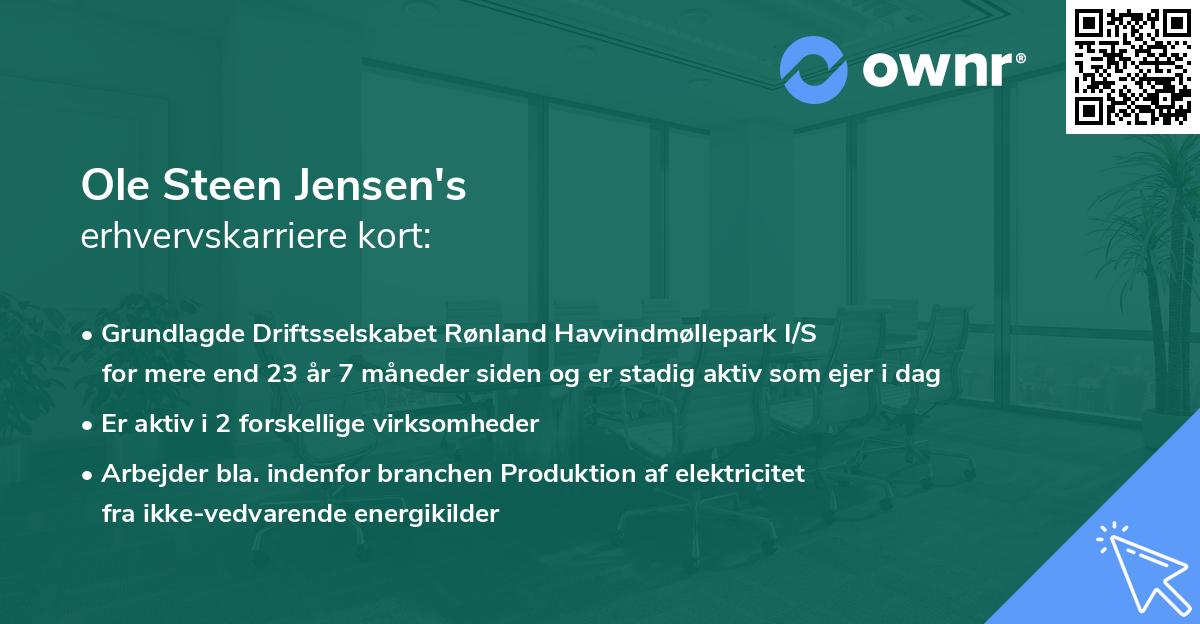 Ole Steen Jensen's erhvervskarriere kort