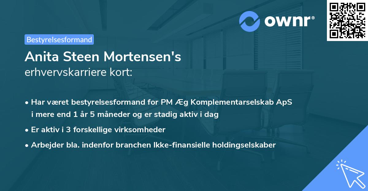 Anita Steen Mortensen's erhvervskarriere kort