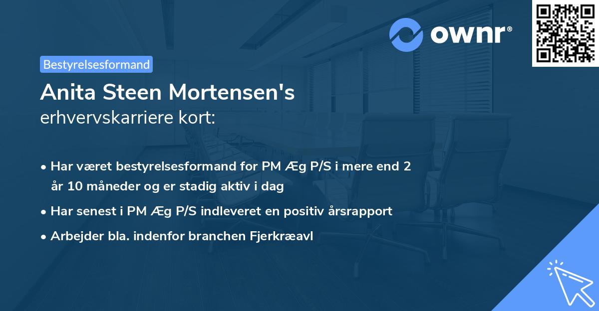 Anita Steen Mortensen's erhvervskarriere kort