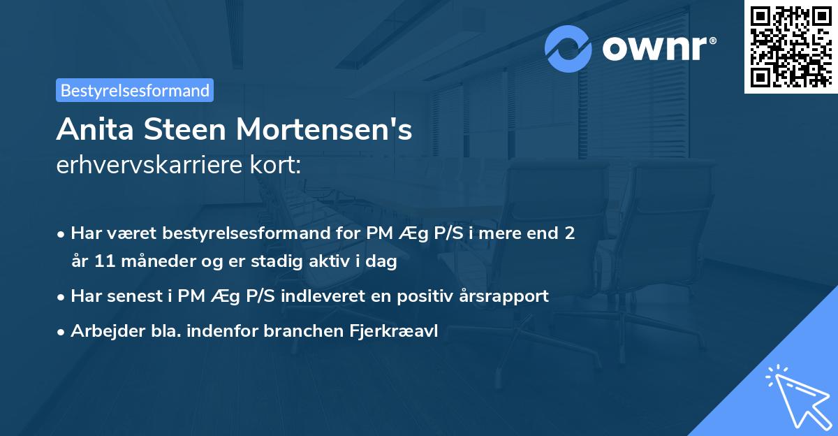 Anita Steen Mortensen's erhvervskarriere kort