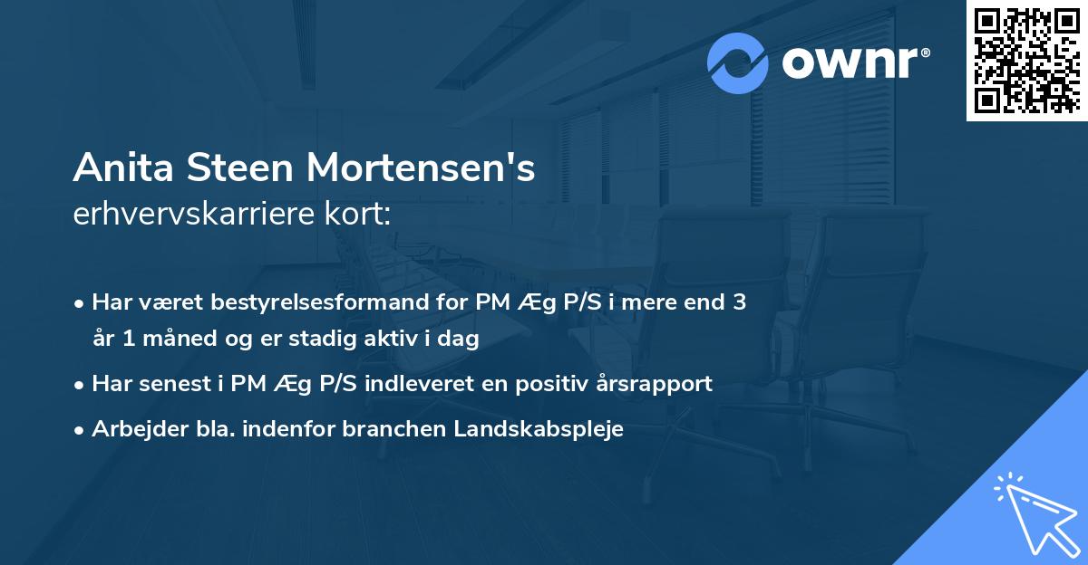 Anita Steen Mortensen's erhvervskarriere kort