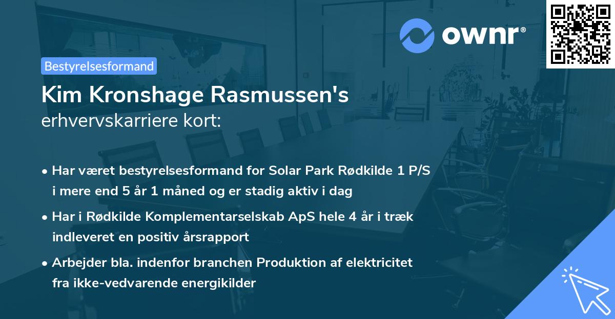 Kim Kronshage Rasmussen's erhvervskarriere kort