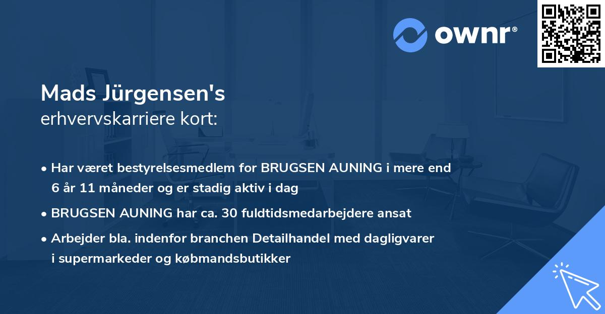 Mads Jürgensen's erhvervskarriere kort