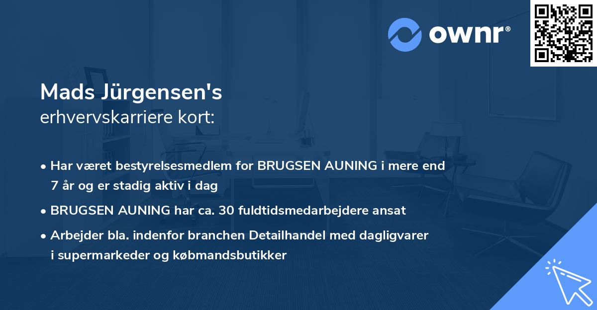 Mads Jürgensen's erhvervskarriere kort