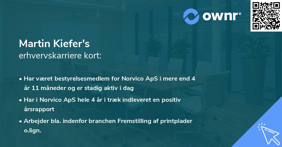 Martin Kiefer's erhvervskarriere kort