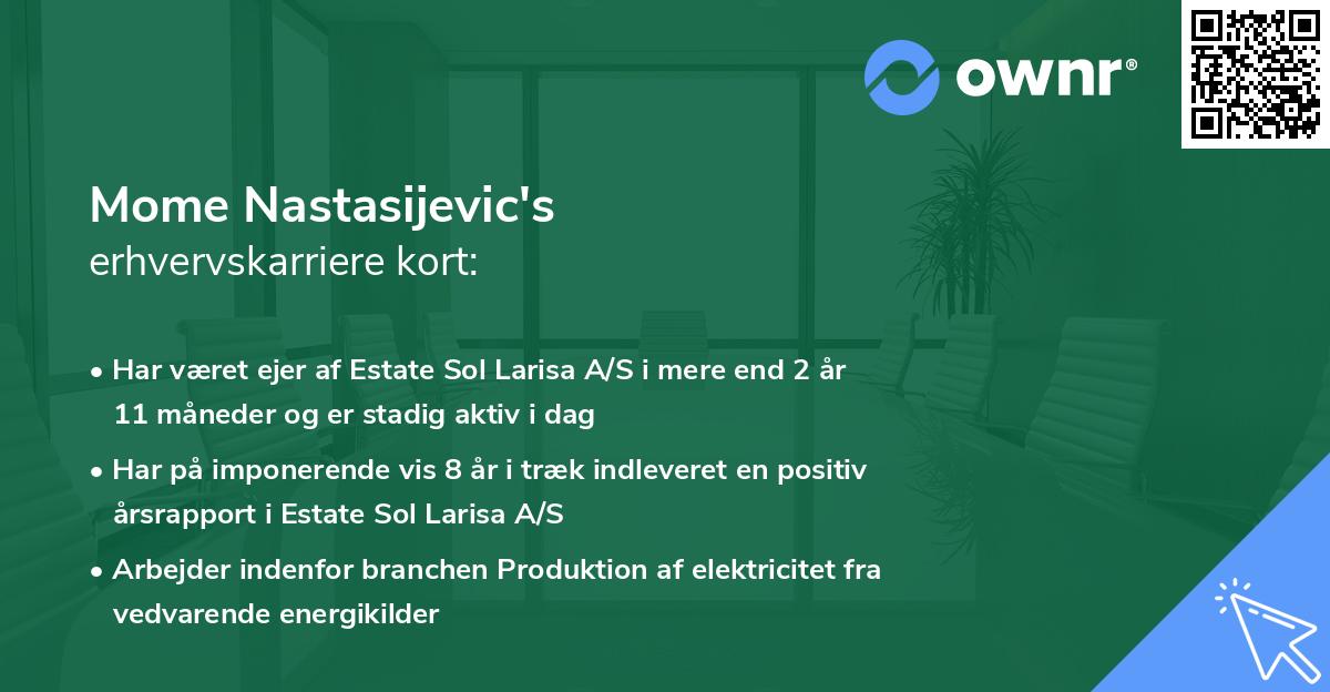 Mome Nastasijevic's erhvervskarriere kort
