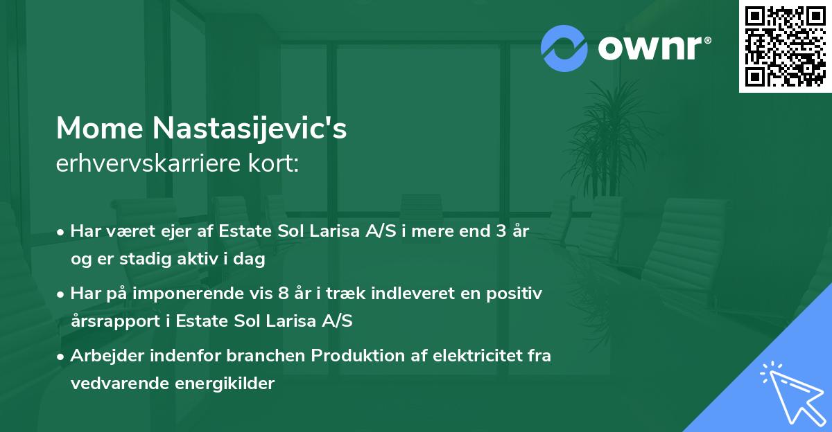 Mome Nastasijevic's erhvervskarriere kort