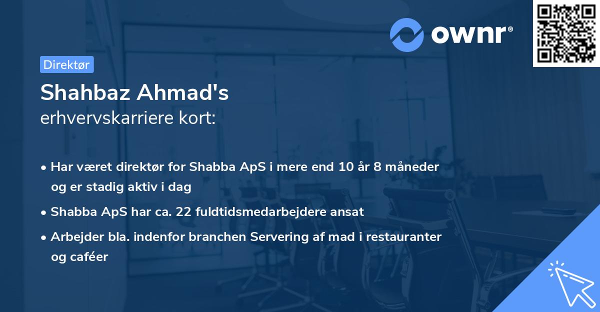Shahbaz Ahmad's erhvervskarriere kort