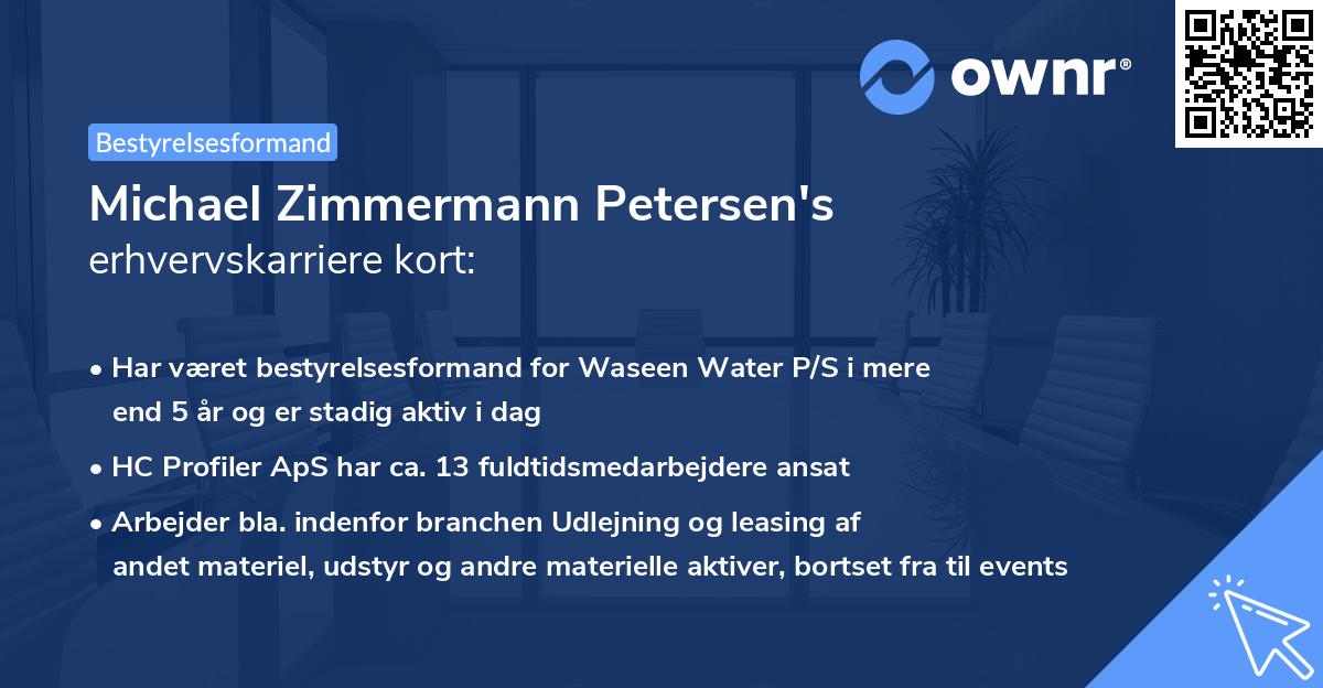 Michael Zimmermann Petersen's erhvervskarriere kort