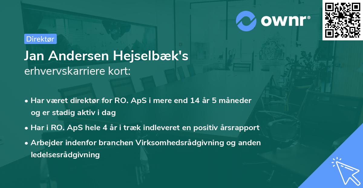 Jan Andersen Hejselbæk's erhvervskarriere kort