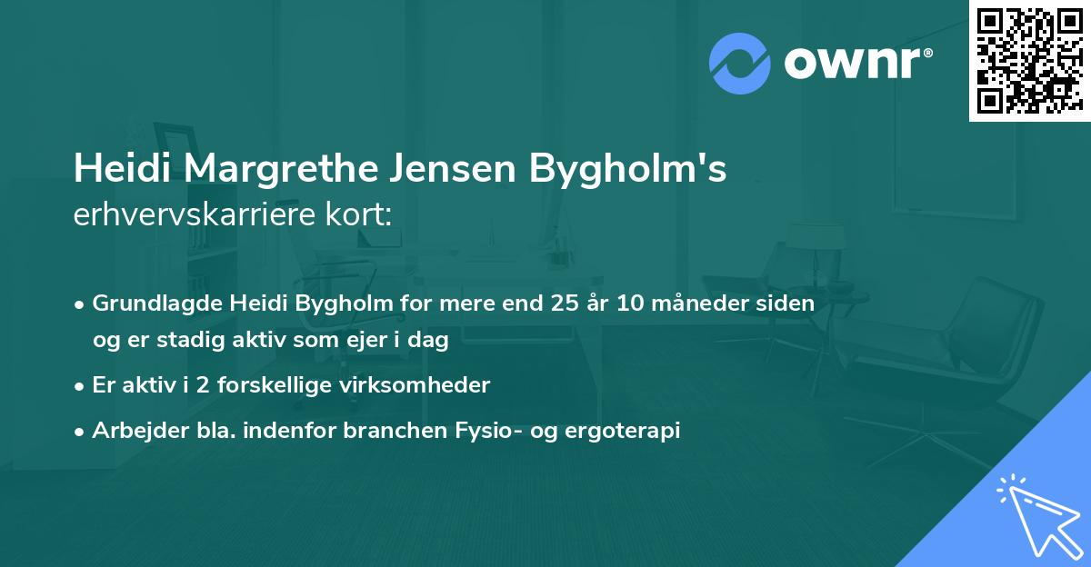 Heidi Margrethe Jensen Bygholm's erhvervskarriere kort