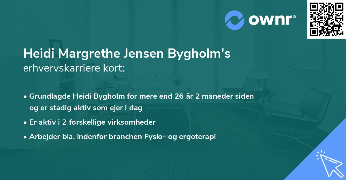 Heidi Margrethe Jensen Bygholm's erhvervskarriere kort