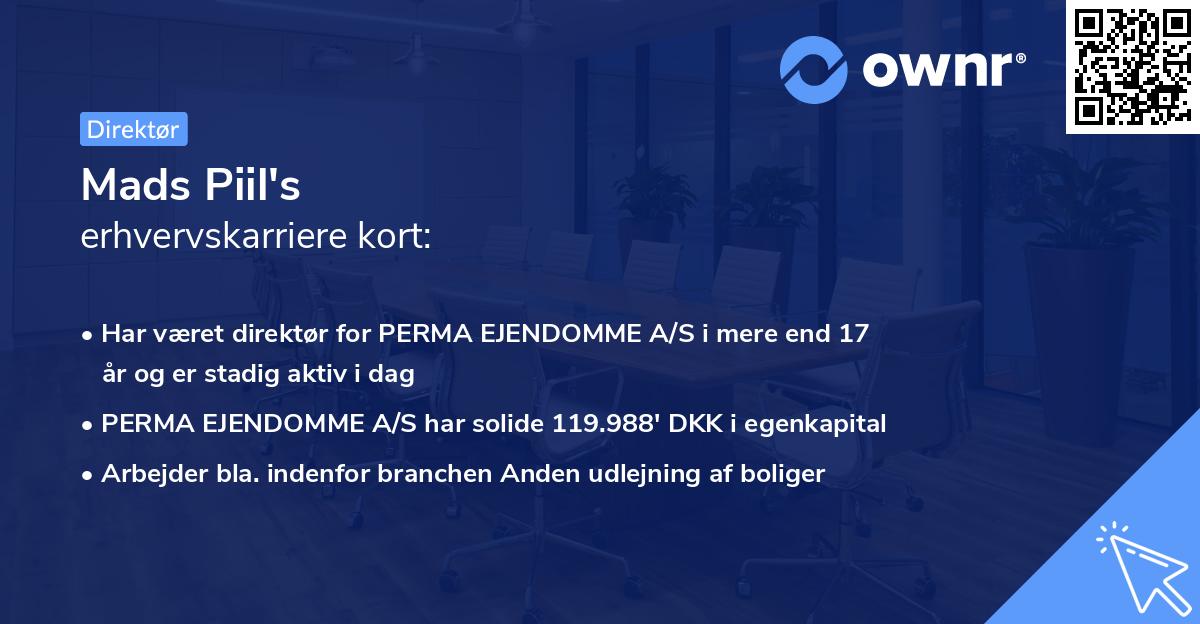 Mads Piil's erhvervskarriere kort