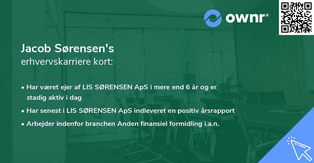 Jacob Sørensen's erhvervskarriere kort