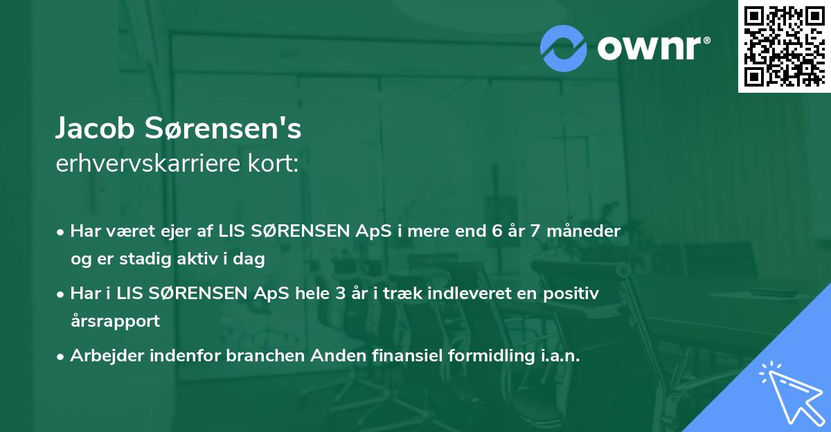 Jacob Sørensen's erhvervskarriere kort