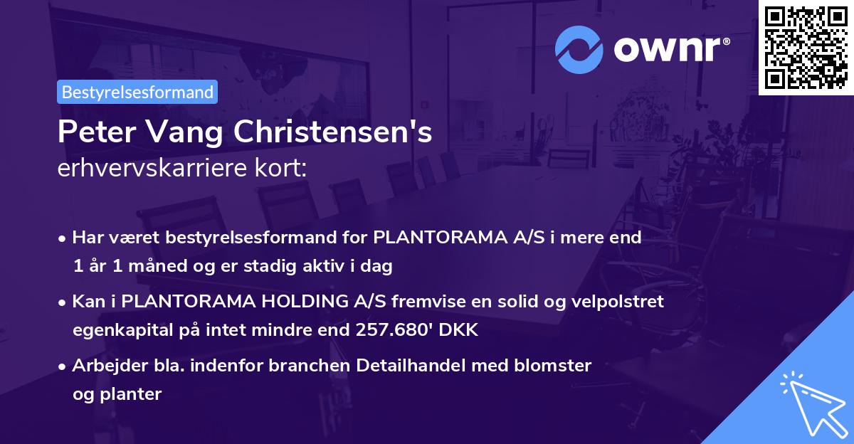 Peter Vang Christensen's erhvervskarriere kort