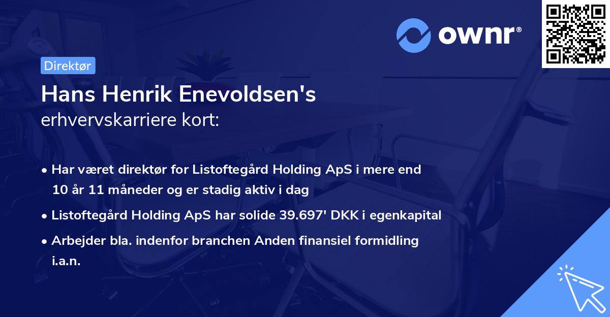 Hans Henrik Enevoldsen's erhvervskarriere kort